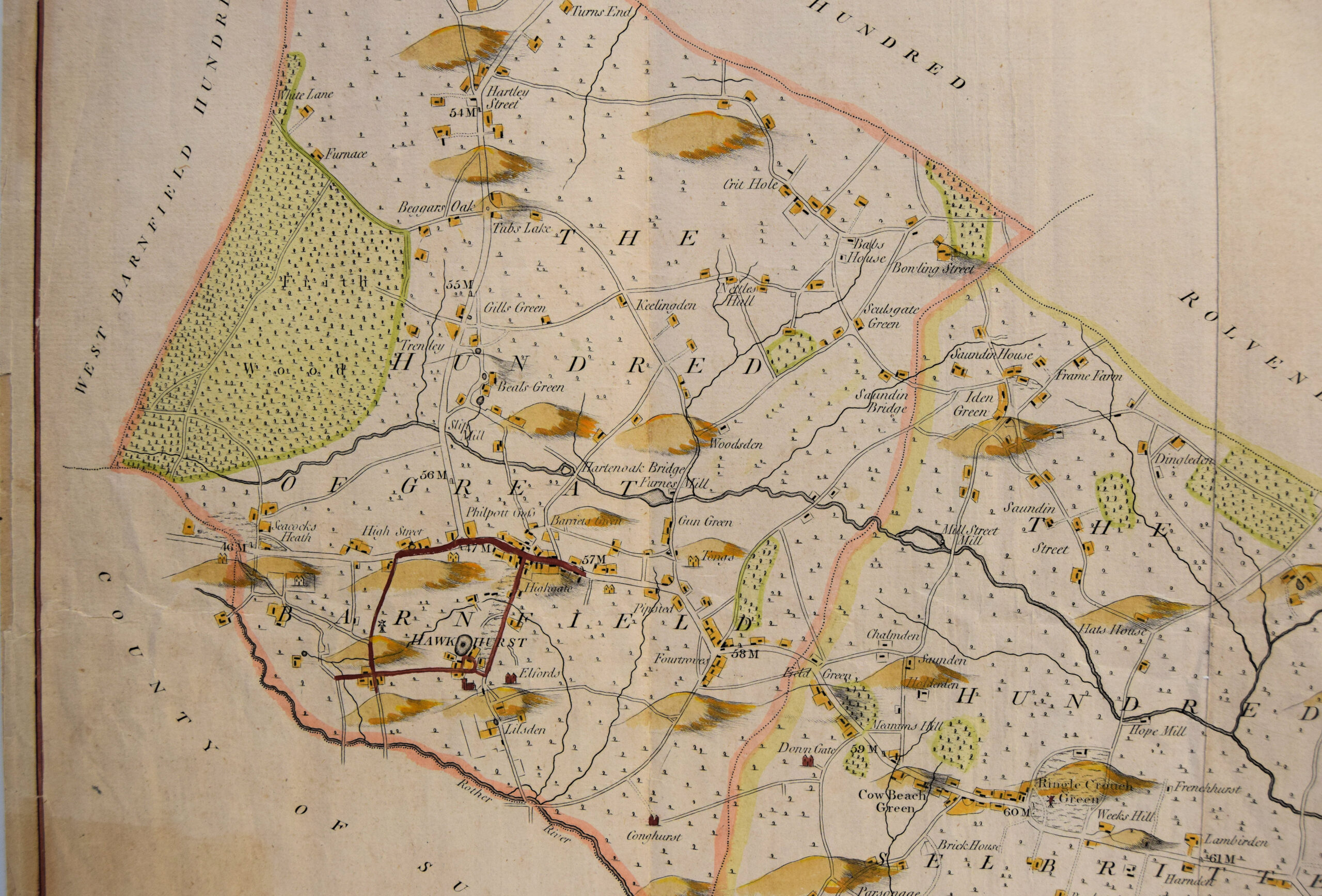 A MAP OF THE HUNDREDS OF GREAT BARNFIELD AND SELBRITTENDEN. - Image 2